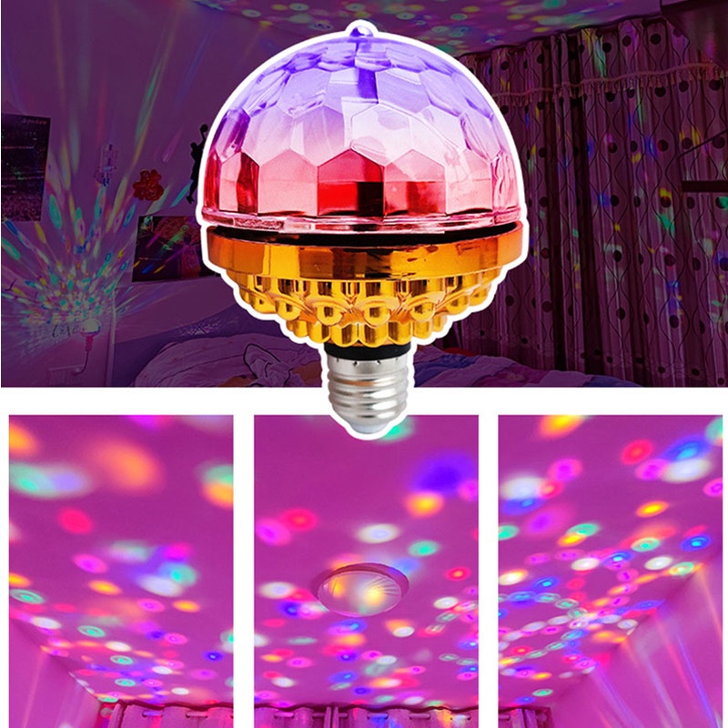[E27 6W Rotating Crystal Ball] [RGB Dj Disco Stage Lighting For Home Room Dance Parties Bar Karaoke Xmas Wedding Show Club]