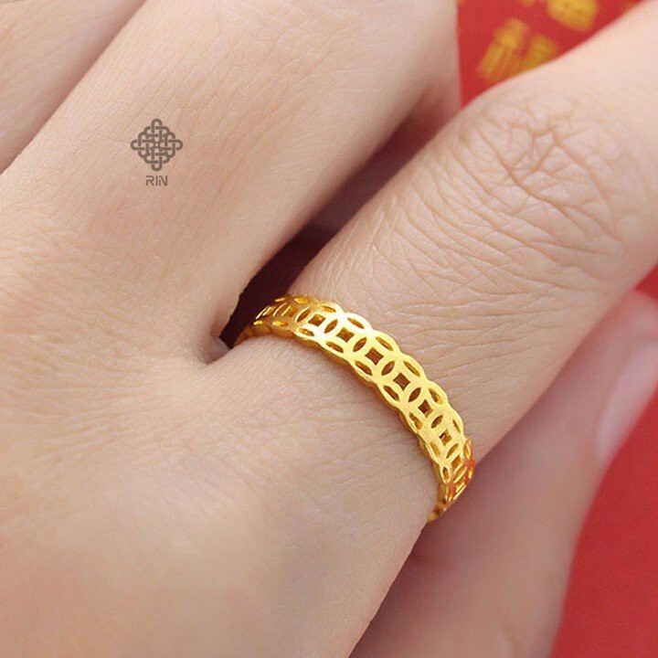Nhẫn kim tiền trơn titan không gỉ xi mạ 18k, xi trắng bạch kim có hộp đủ size cho nam và nữ, trangsucmoiluatuoi.RIN