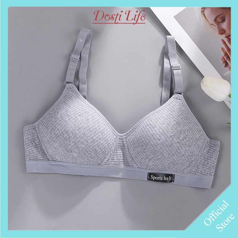 Áo Bra Học Sinh Không Gọng Đệm Mỏng Mềm Mại Co Giãn Màu Xám Dosti Life ALO03