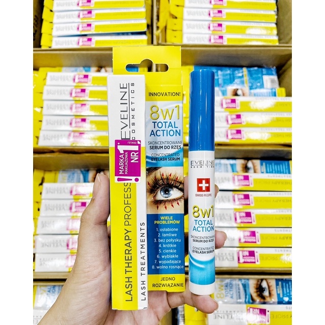 [ CHUẨN AUTH 100%] Dưỡng mi Eveline 8in1 Total Action Lash Therapy dưỡng mi siêu dài và dày 10ml | BigBuy360 - bigbuy360.vn