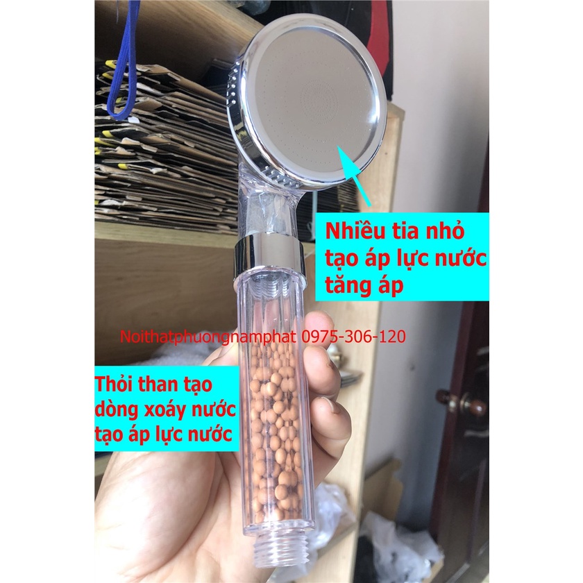 Tay Sen Tắm Vòi Hoa Sen TĂNG ÁP THỎI THAN HOẠT TÍNH TS4 những hạt thỏi than sẽ tạo 1