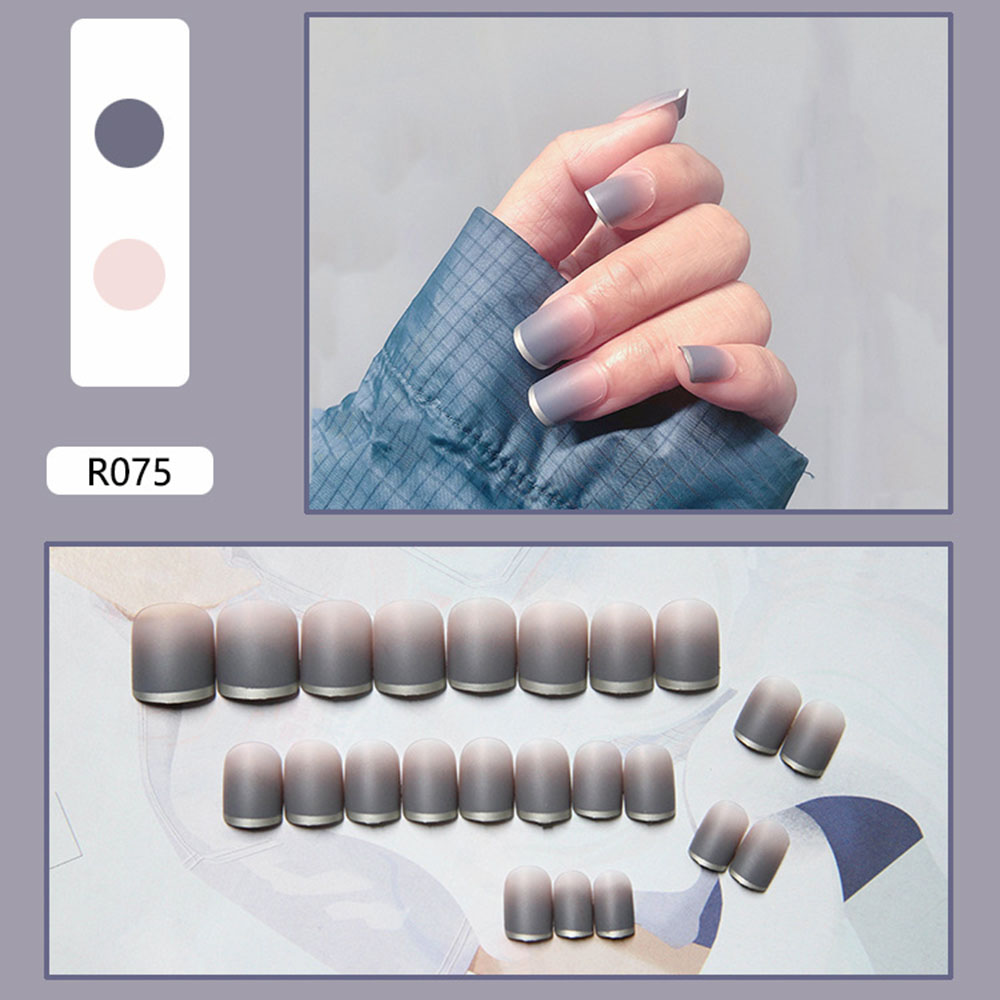 Cod In Stock New 24pcs Waterproof Fantasy Color Elegant Geometric Daisy Wearable Removable Nail Patch