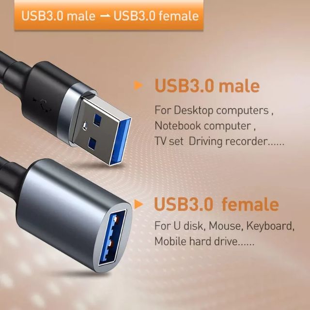 Baseus Cáp Nối Dài USB Loại A Với Sợi Dây Nối Dài USB 3.0 Cáp Cho Smart TV PS4 Xbox SSD 5GB US3.0 Đồng Bộ Dữ Liệu Dây