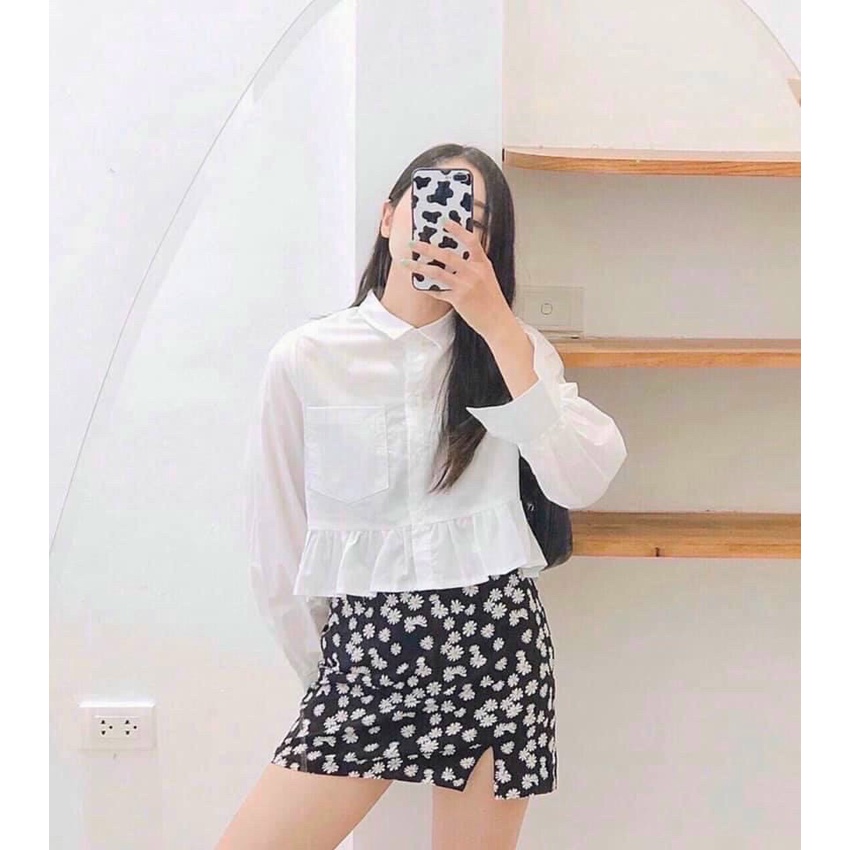 Áo peplum bèo trắng đơn giản đễ mix đồ  KÈM ẢNH THẬT