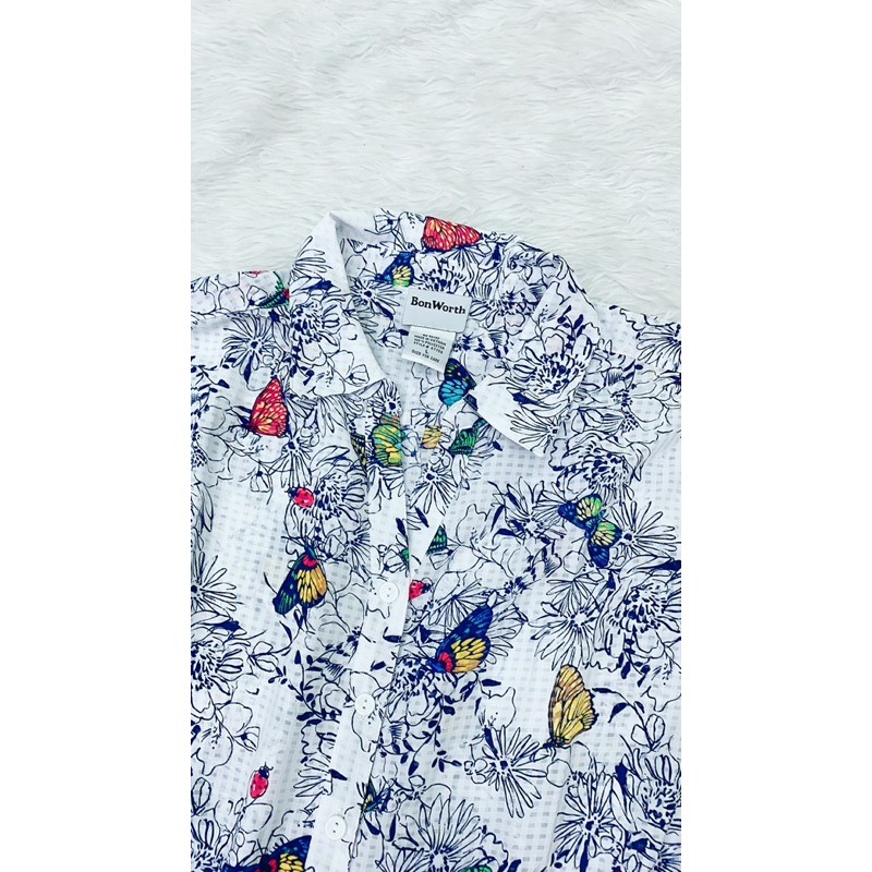 Áo sơmi  kiểu in hình bướm tay lỡ big size ( vòng 1 từ  120 cm đến 130cm)
