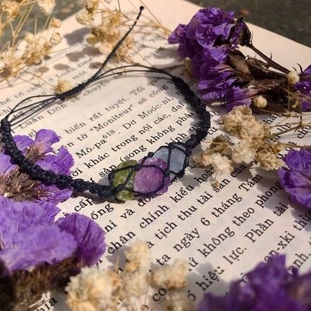 Vòng tay giỏ mix 3 loại đ á peridot - fluorite tím - celestine