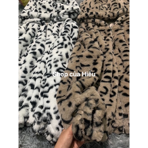 Áo khoác lông lv có mũ 2 lớp và áo khoác lông hoạ tiết báo 2 lớp