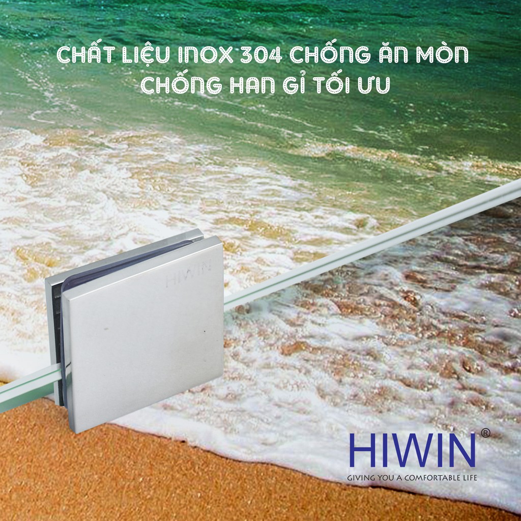 Kẹp kính 0 độ kính tường cạnh vuông mặt gương inox 304 cao cấp Hiwin FC-2030