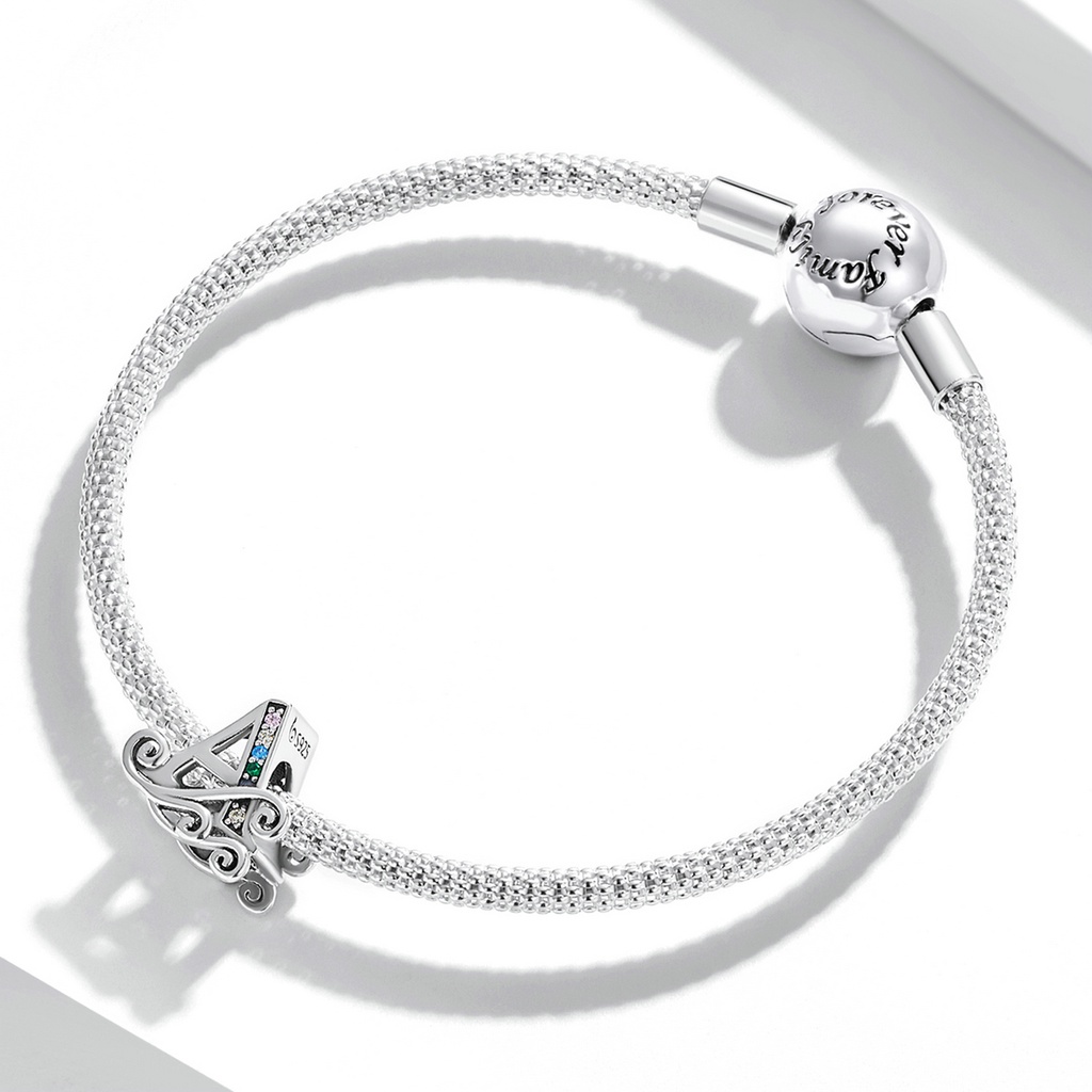 Bamoer Hạt Charm Bạc 925 Chữ Cái A~Z Cho Tự Làm Vòng Tay Vòng Cổ Bán Phụ Kiện