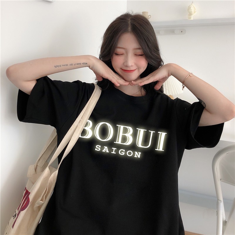 Áo Thun Tay Lỡ phản quang BOBUICotton Form Rộng Unisex Nam Nữ Phản Quang 7 Màu Đa Sắc