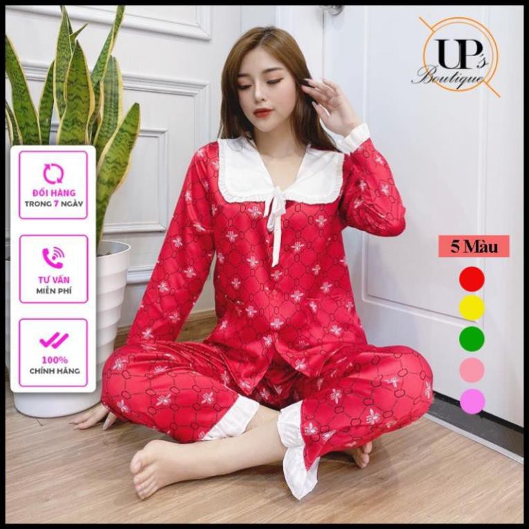 Đồ Bộ Pijama, Đồ Ngủ Nữ Mặc Nhà Chất Lụa Cổ Bèo Dáng Tiểu Thư  ྇  ྇