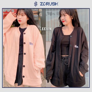 Áo khoác Nỉ [ZCrush] Áo Nỉ Bông Nữ Cúc Bấm Form Rộng Cute