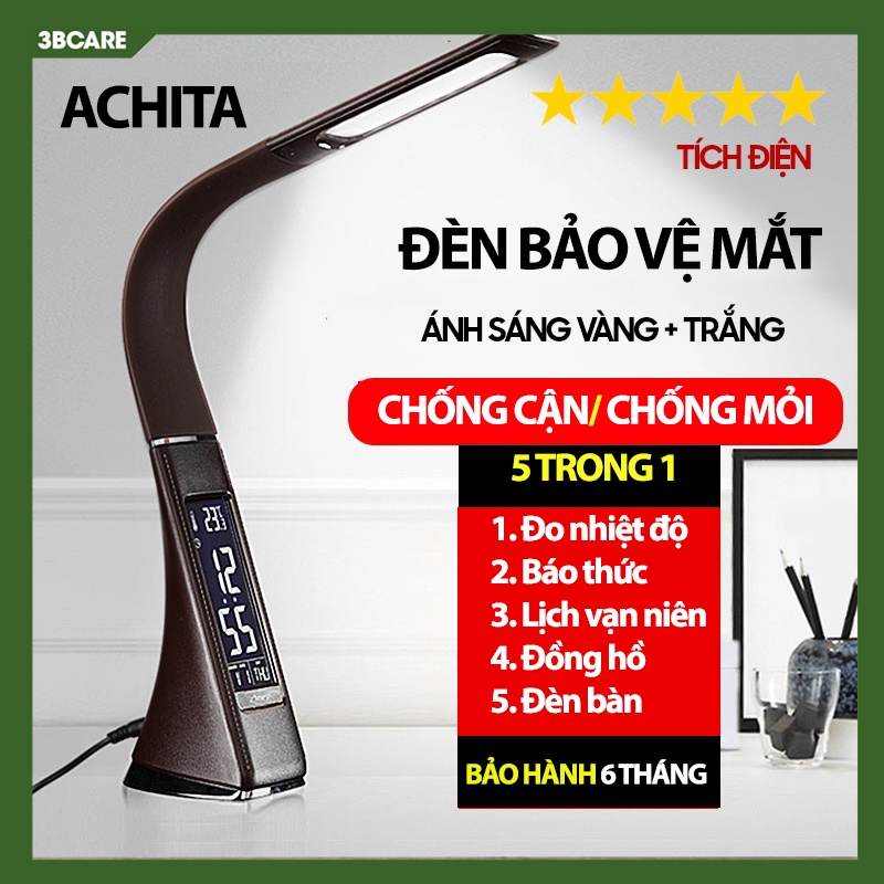 Đèn chống cận ACHITA D22 bảo vệ mắt, đèn học tích hợp chuông báo thức - Shop 3B Care
