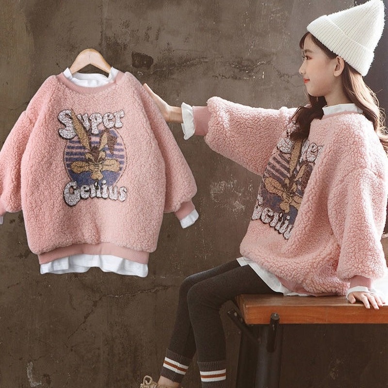 Áo kiểu vải Cashmere giả hai lớp kiểu Hàn Quốc xinh xắn cho bé gái
