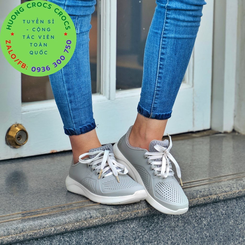 GIÀY NHỰA CROCS LITERIDE PACER XỊN ĐÉT CHO NAM MÀU XÁM FULL BOX