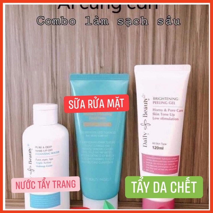 Combo sản phẩm làm sạch sâu (Tẩy trang, Gel tẩy da chết, Sữa rửa mặt)
