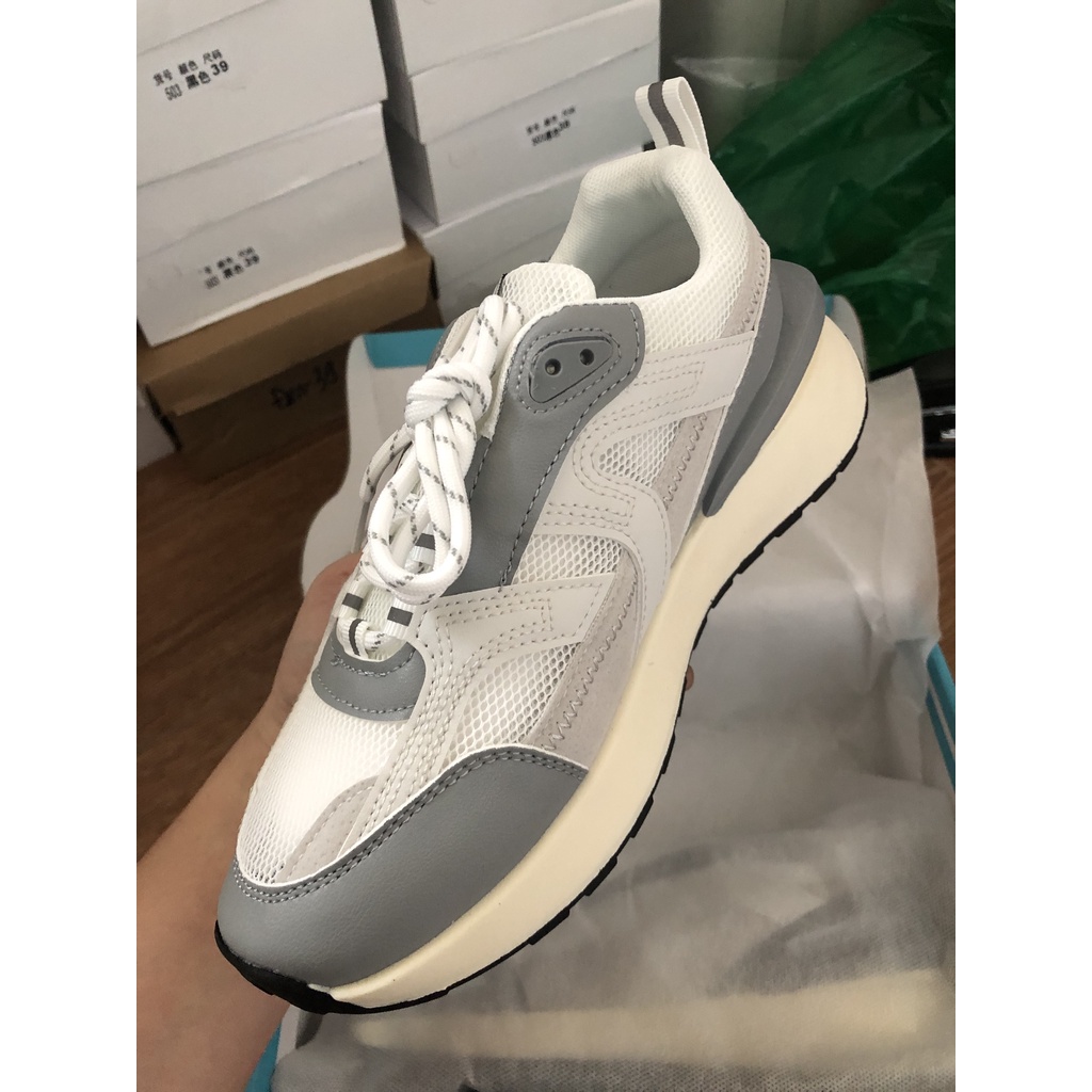 Giày thể thao nữ sneaker nữ xám trắng độn đế siêu tôn dáng hàng hot hit