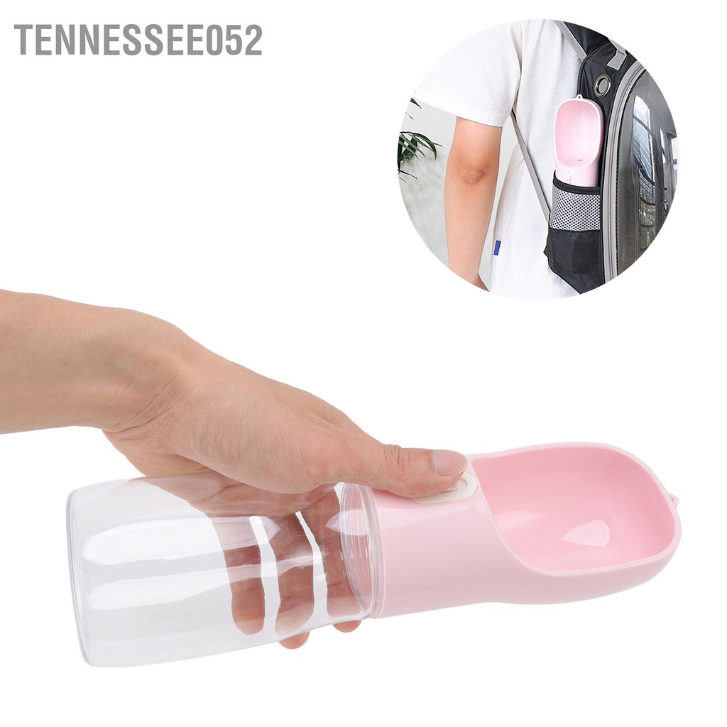 [Hàng Sẵn] Bình nước di động cho thú cưng – Dụng cụ uống nước cầm tay du lịch tiện dụng cho chó mèo 400ml có dây buộc【Tennessee052】