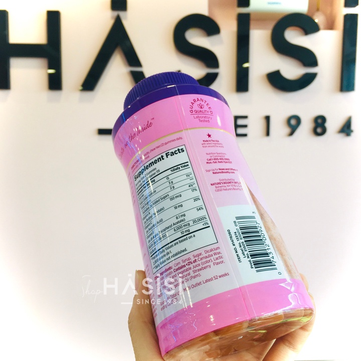 Kẹo Dẻo Đẹp Da, Móng &amp; Tóc  NATURE'S BOUNTY - Hair, Skin &amp; Nails Gummies (230 Viên)