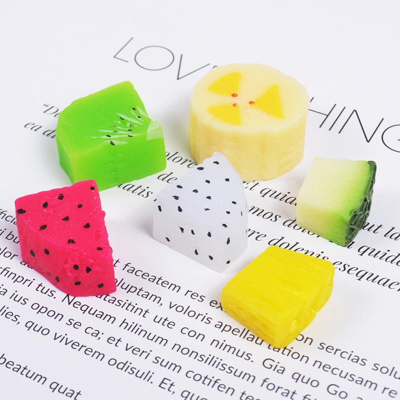 Charm (C233) slime/ Dụng Cụ Trang trí [Ko Keo &amp; Nút] Hình Miếng Trái Cây 3D