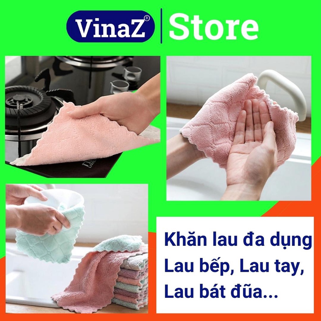 Khăn lau bếp đa năng 2 mặt  VFaz lau tay lau bàn lau kính lau bát đũa siêu thấm hút có thể giặt sạch và tái sử dụng