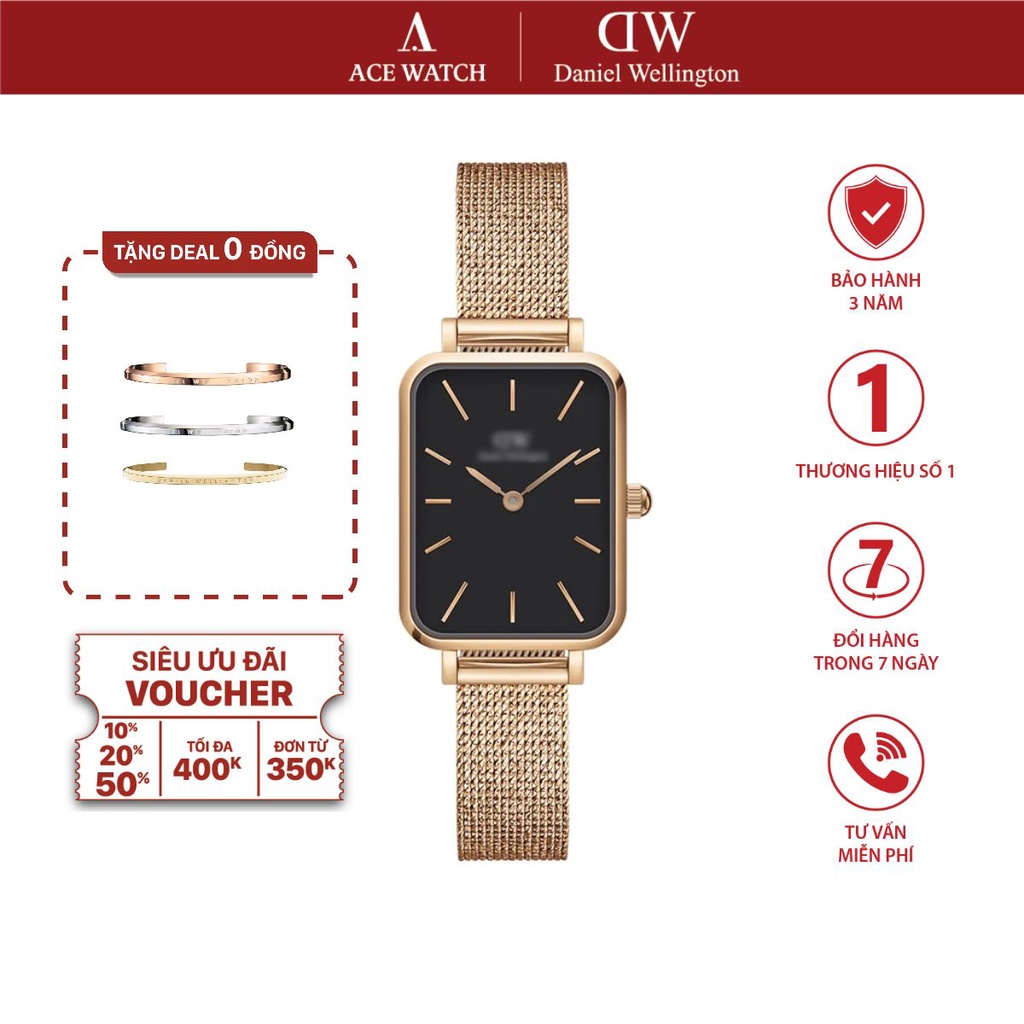 Đồng hồ Nữ Daniel Wellinton dây lưới - Quadro Pressed Melrose 20x26mm DW00100432