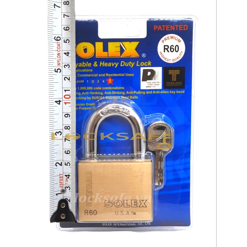 Ổ Khóa Chống Cắt SOLEX PREMIUM Thái Lan Chính Hãng R50-R60-R70