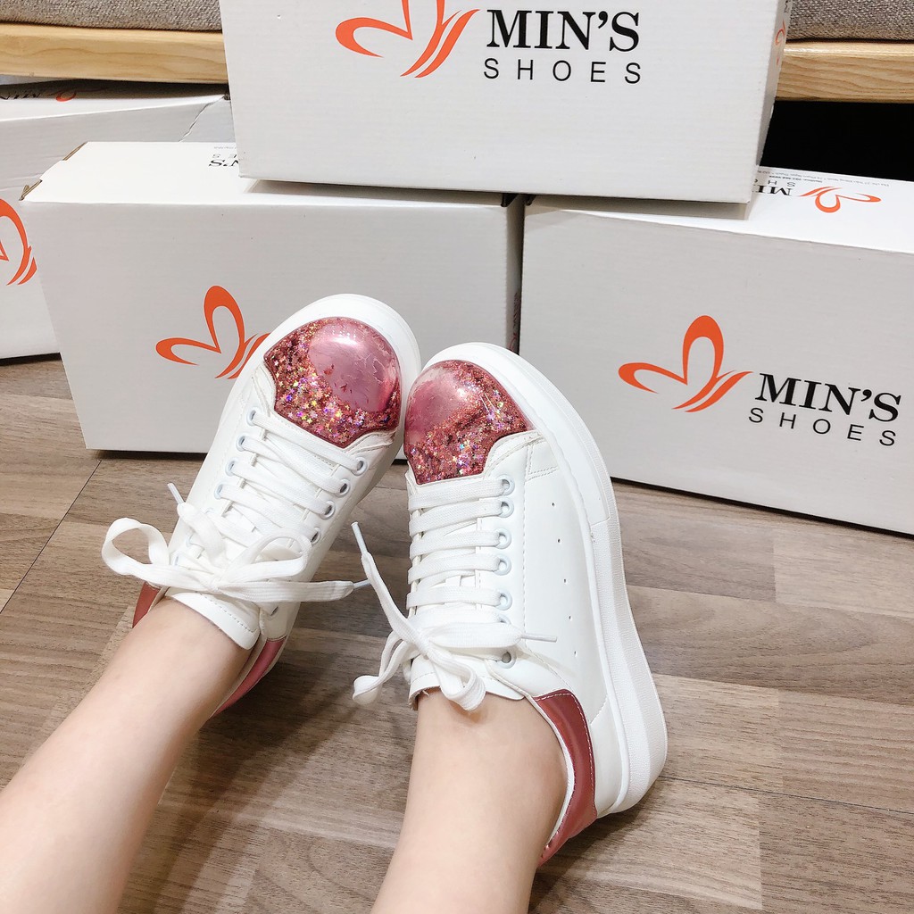 Min's Shoes - Sneakers Nữ TT66 Trắng gót hồng