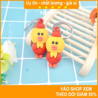 Móc khóa vịt vàng mặc áo đỏ Line Friend cute