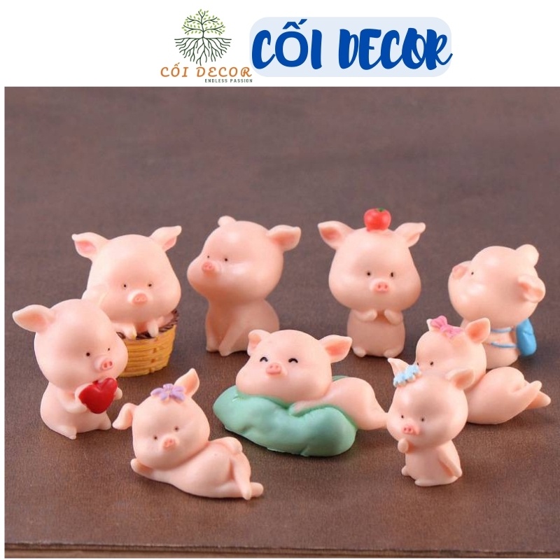 Mô hình tiểu cảnh lợn con(heo con) đáng yêu bằng nhựa trang trí tiểu cảnh, sen đá, terrarium
