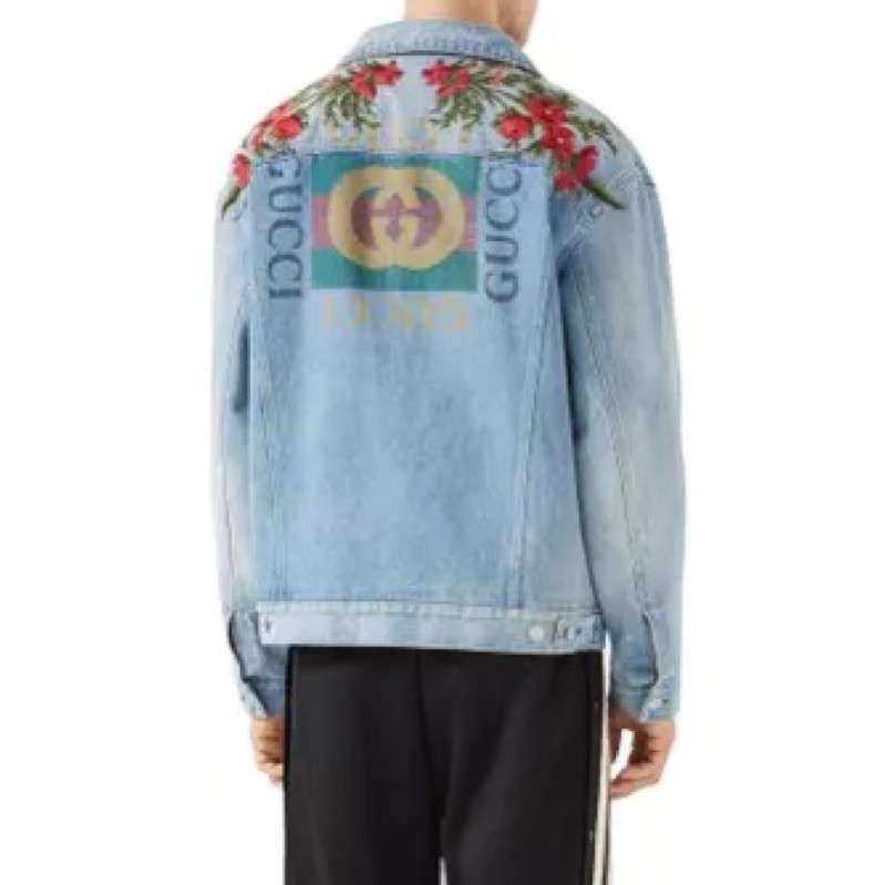 Gucci Floral Embroidered Denim Jacket