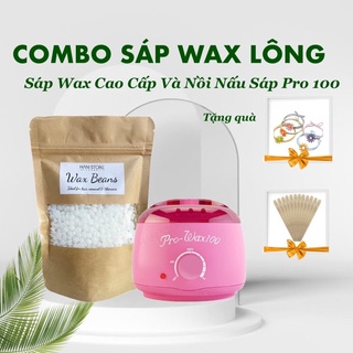 [TẶNG QUE KÈM QUÀ] COMBO SÁP WAX LÔNG GỒM SÁP WAX VÀ NỒI NẤU SÁP PRO 100 MÀU NGẪU NHIÊN