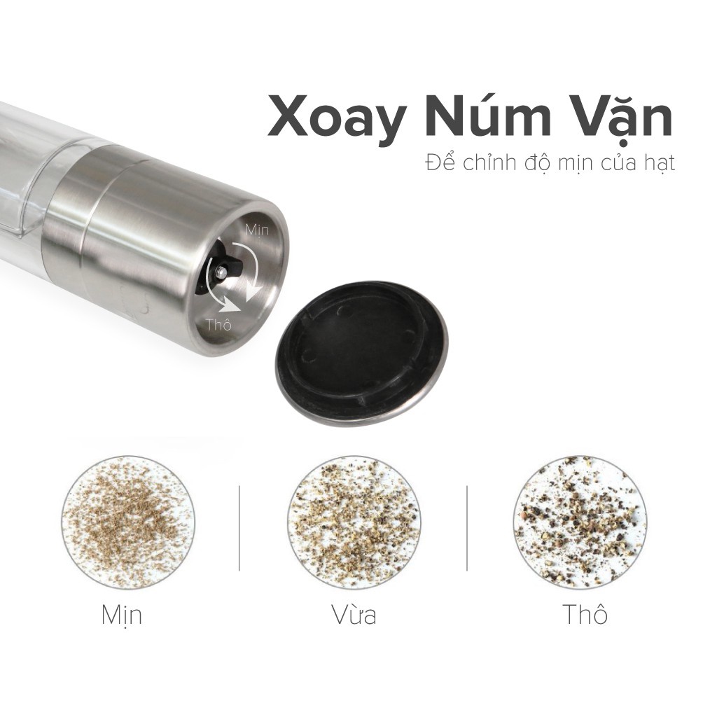 Dụng Cụ Xay Tiêu Gia Vị  2 Đầu (2 trong 1) Inox Hàng Cao Cấp