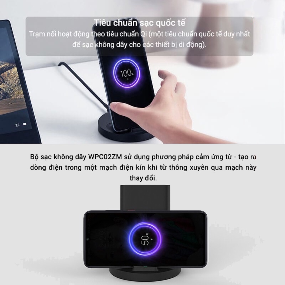 Đế Sạc Không Dây Xiaomi 20W WPC02ZM - Sạc Siêu Nhanh, Chuẩn Qi Siêu An Toàn, Tương Thích Nhiều Thiết Bị, Hàng Chính Hãng