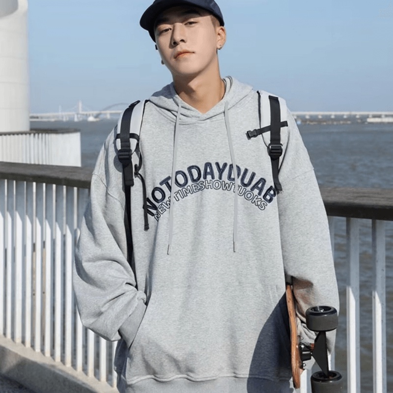 Áo hoodie Thể Thao Dáng Rộng In Chữ Phong Cách Hip Hop Đường Phố Nhật Bản Cá Tính Cho Nam