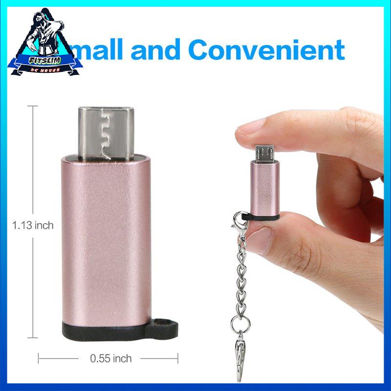 [Fitslim] Aluminum USB-C to Micro USB Adapter with Keychain Type-C Micro USB Converter