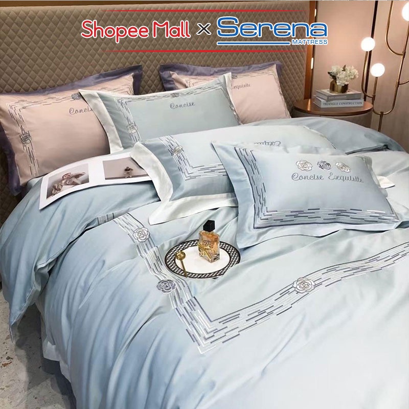 Vỏ Chăn Ga Gối Đệm Satin Lụa SERENA Chính Hãng Bộ Combo Ra Drap Grap Nệm Đệm Trải Bọc Giường Trần Bông Cao Cấp