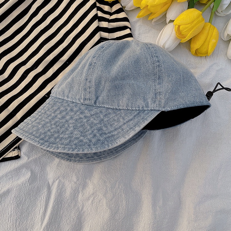 Mũ Cao Bồi Denim Phối Dây Rút Phong Cách Hàn Quốc Dành Cho Nữ