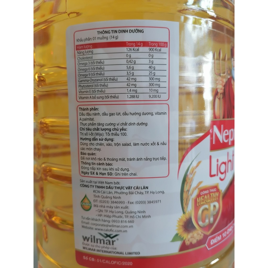 [Bình 5 Lít] DẦU ĂN THƯỢNG HẠNG [VN] NEPTUNE Light Cooking Oil (bph-hk5)
