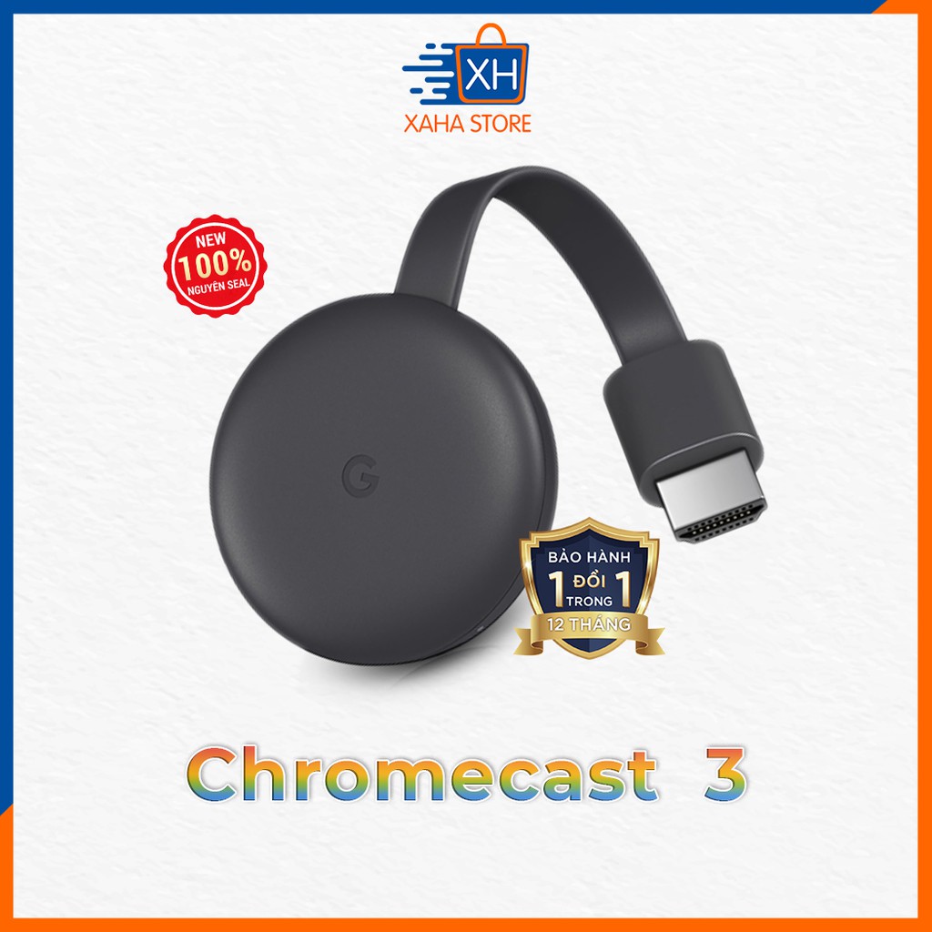 Thiết bị stream TV Google Chromecast 3 ⚡️ BH 12 Tháng ⚡️ Hàng chính hãng ⚡️ New 100%