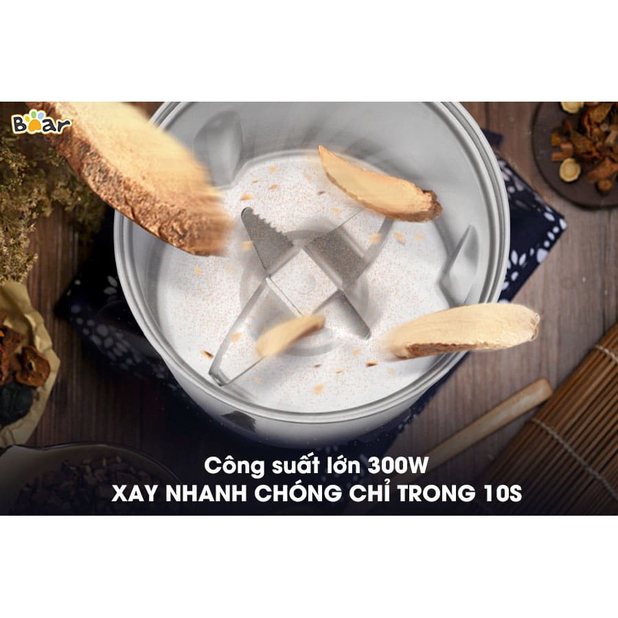 Máy Xay Bột Gạo - Hạt Cà Phê - Tiêu - Ngũ Cốc Đa Năng Mini Dùng Cho Gia Đình_Chính Hãng Bear FSJ-A03D1S (Bản Quốc tế)