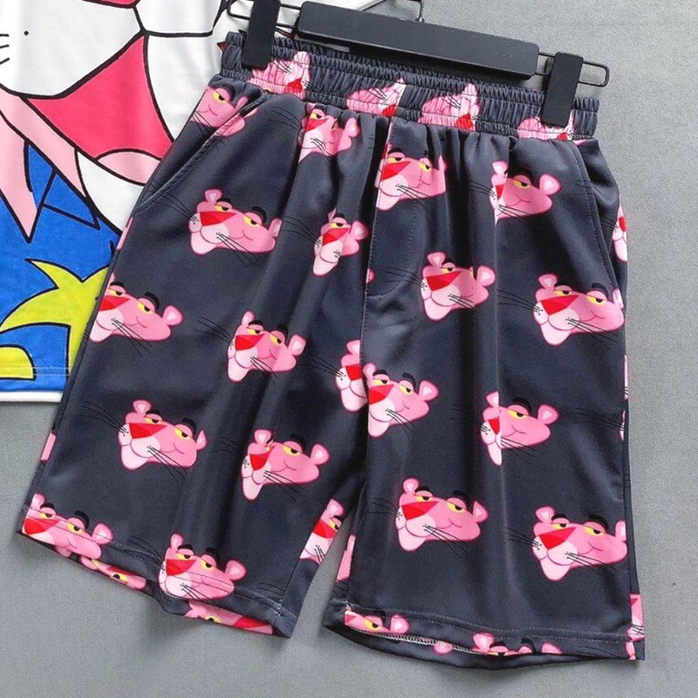 Q016 Quần đùi hoa có túi Sooc ống rộng unisex hoạt hình Short cartoon lửng ngắn in nam nữ đi ngủ chơi biển mặc đôi, nhóm