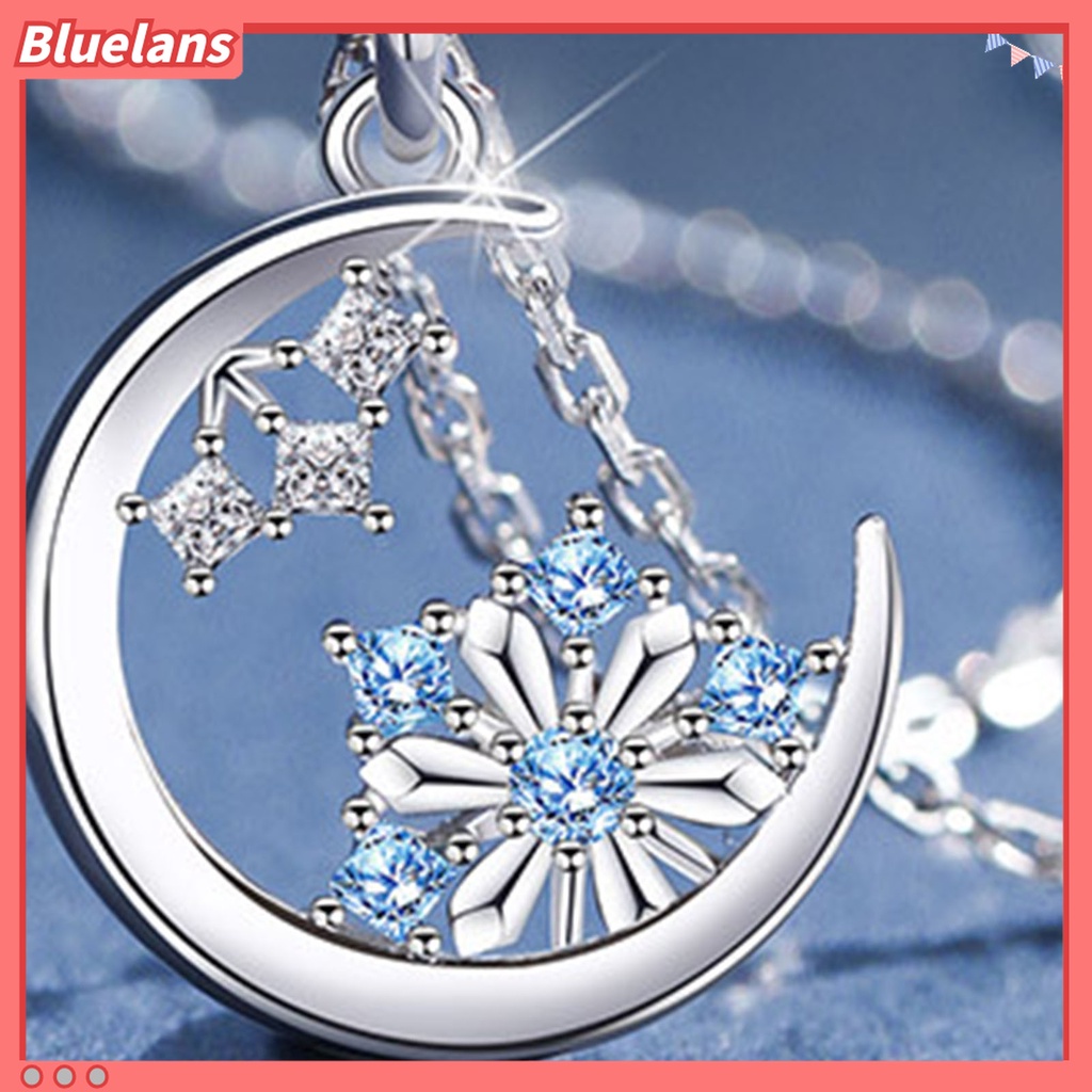 Vòng cổ Mặt Hình Hoa Tuyết / Mặt Trăng Đính Đá Chống Mài Mòn Phong Cách Hàn Quốc 48h