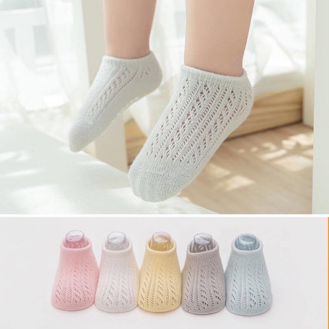 Tất lưới kidsock cho bé có chống trượt set 5 đôi [ babyboo ]