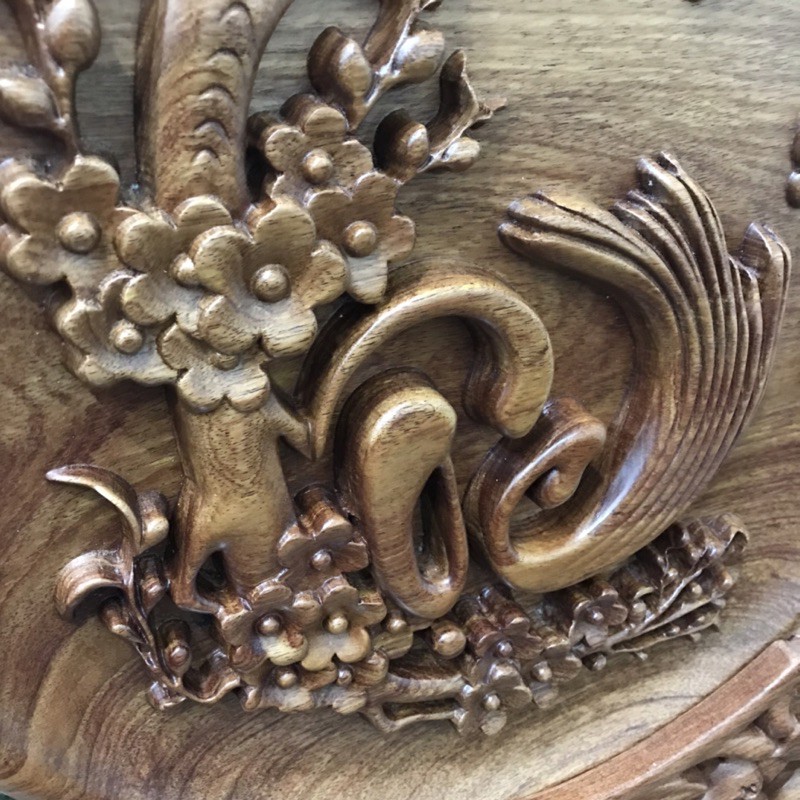 Trang đĩa chữ Lộc / Lộc tấn vinh hoa phú quý sinh Lộc bằng gỗ Hương nguyên khối 100% _ kích thước 40 - HAHANCO