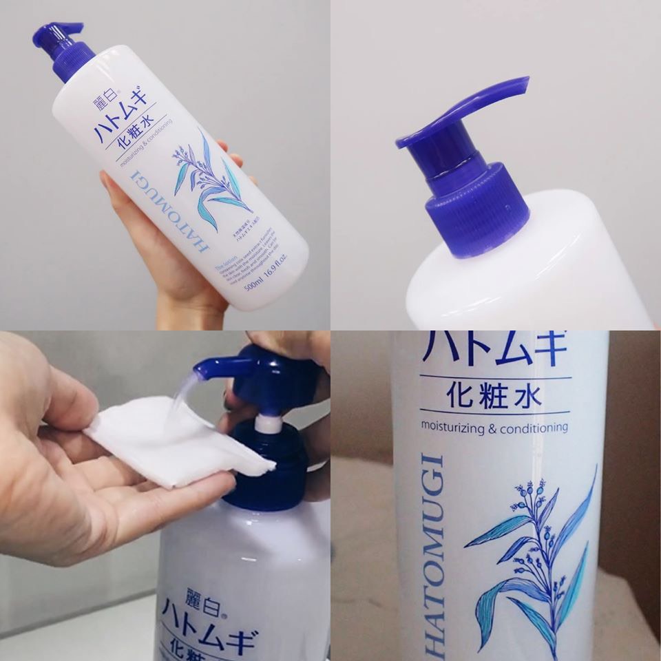 Nước hoa hồng dưỡng ẩm trắng da Hatomugi The Lotion chiết xuất ý dĩ Nhật Bản 500ml