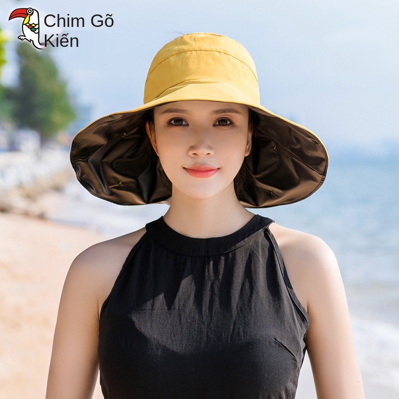 Mũ chim gõ kiến ​​nữ chống nắng mùa hè rỗng vành lớn phiên bản Hàn Quốc thời trang hoang dã che mặt ngư dân