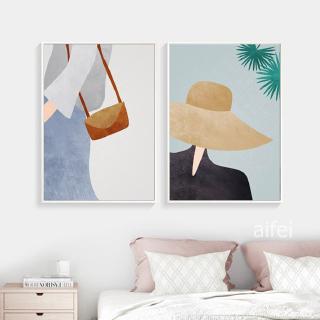 Tranh Vải Canvas Treo Tường Trang Trí Hình Cô Gái Trừu Tượng (Không Kèm Khung)