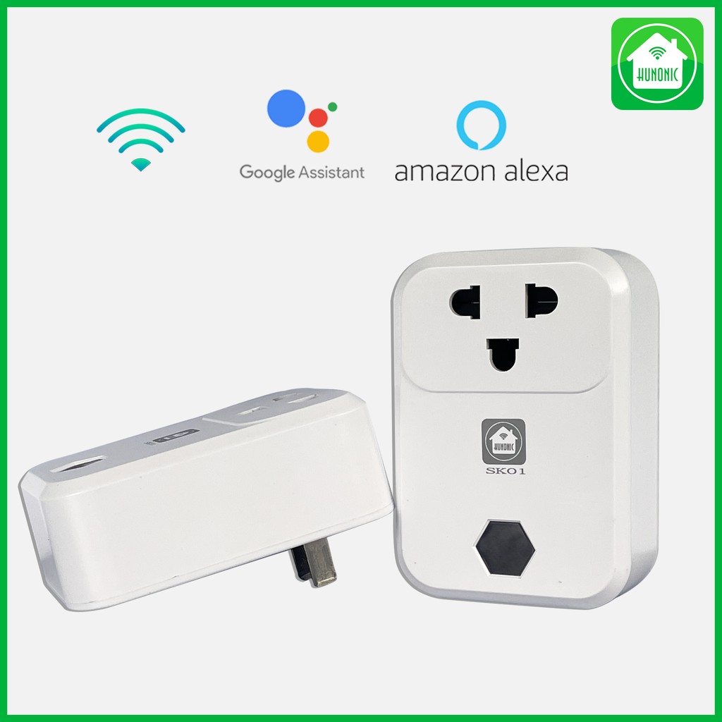 Ổ Cắm thông minh wifi [ĐIỀU KHIỂN TỪ XA] bằng điện thoại Hunonic SK01 Công suất lớn 4000W⚡️ HẸN GIỜ + BẬT TẮT
