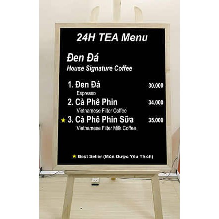 Bảng đen menu viết phấn treo tường ( 55x80)